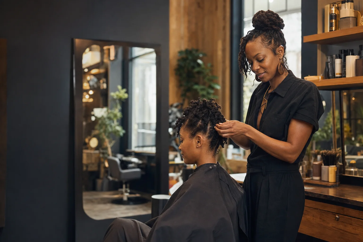 Black wellness professional caring for a client